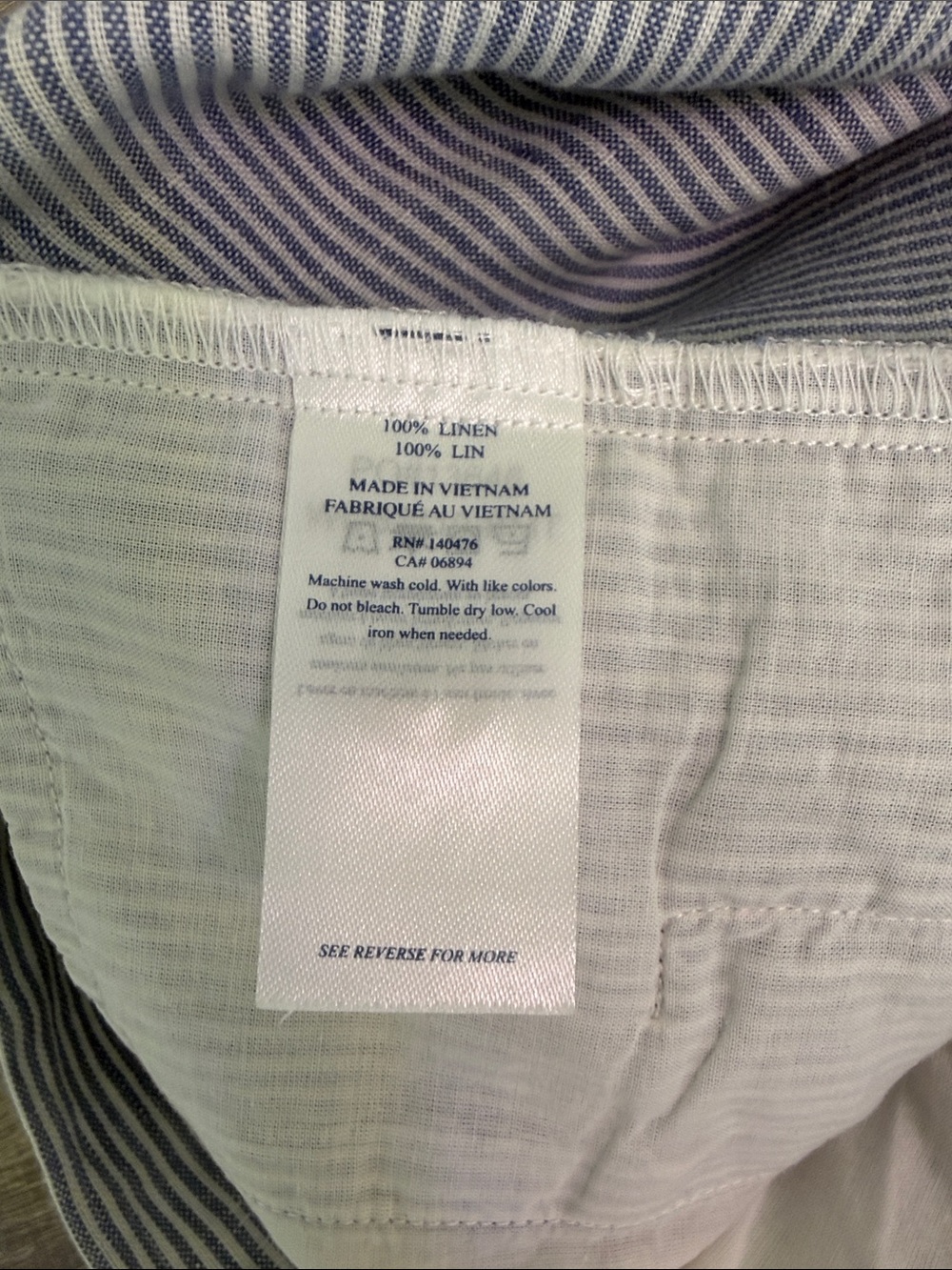 Faherty 100% Linen Sleeveless Blue-Striped Cotton Tunic Dress Size Medium - Picture 8 of 10